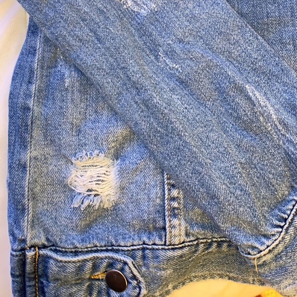 WORN ONCE!! DISTRESSED JEAN JACKET FROM NORDSTROM! - Picture 4 of 5